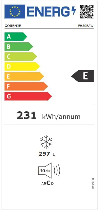 Gorenje G600 zamrzovalnik, 297 l FH30EAW