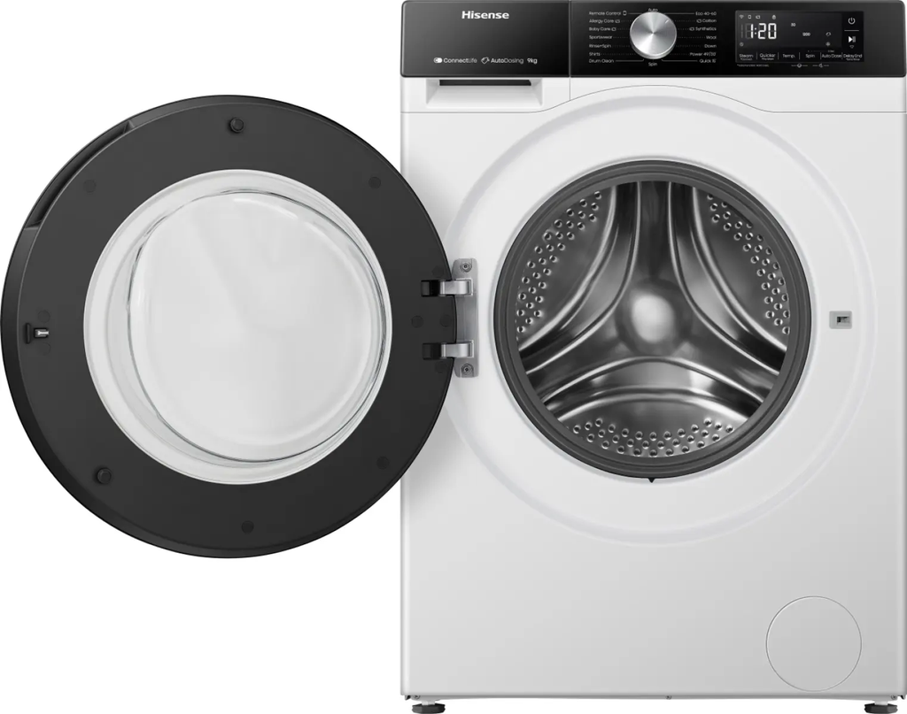 Pralni stroj Hisense s funkcijo Auto Wash, 9 kg WF3S9045BW3