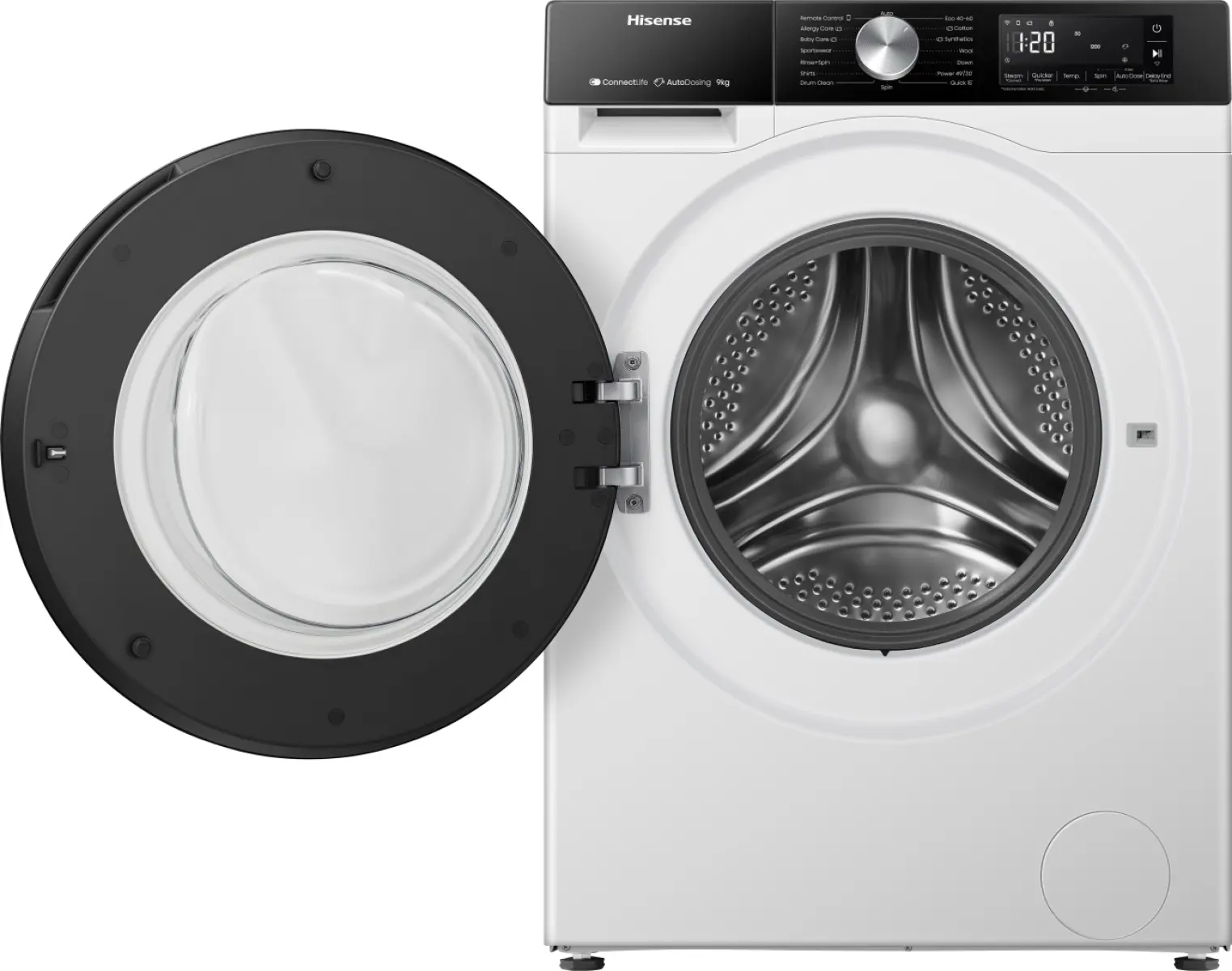 Pralni stroj Hisense s funkcijo Auto Wash, 9 kg WF3S9045BW3