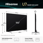 Hisense ULED MiniLED Smart‑TV met Quantum Dot en 165 Hz gaming, 100" 100U7Q