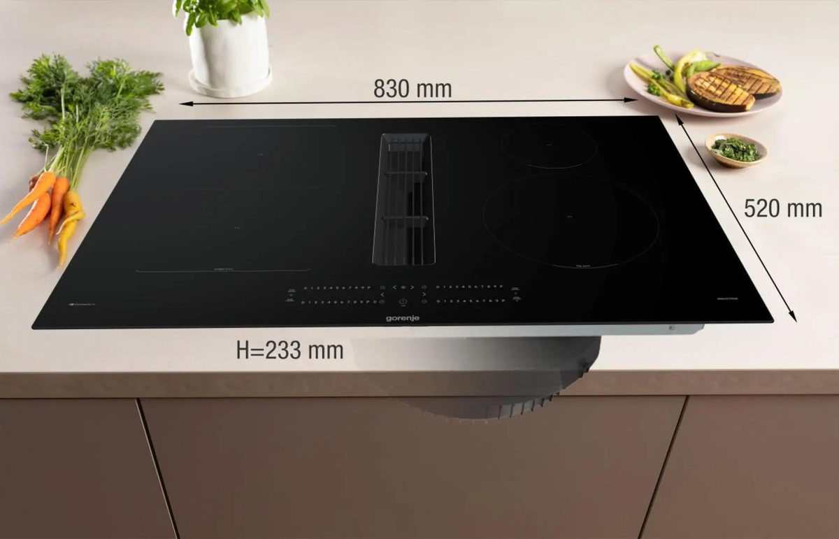 Indukcijska kuhalna plošča z napo Gorenje G600, 83 cm GEH8432BSCWF
