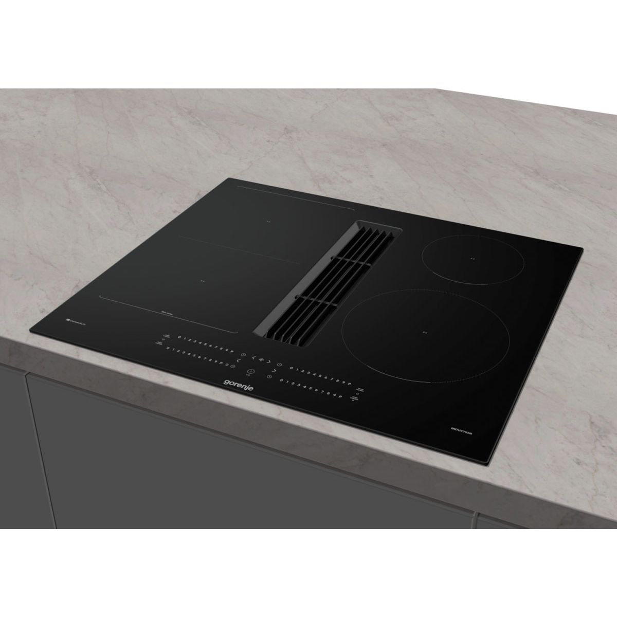 Indukcijska kuhalna plošča z napo Gorenje G600, 83 cm GEH8432BSCWF